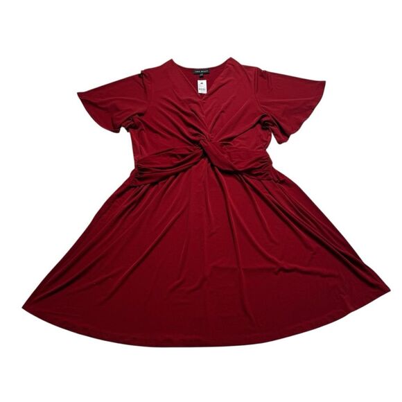 Lane Bryant Flutter Sleeve Dress Plus Sz 18/20 Red Stretchy Slinky NWT - Picture 5 of 13